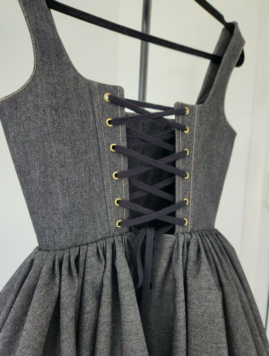 Black denim mini dress