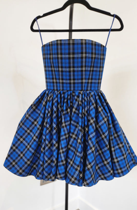 Strapless tartan mini dress