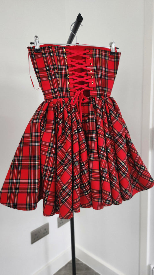 Strapless tartan mini dress